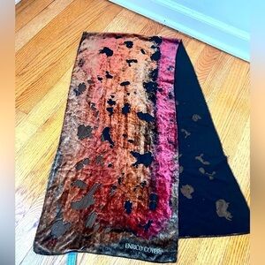ENRICO COVERI Women’s Italian Velvet Sheer Scarf Wrap Artsy Unique Silk Blend